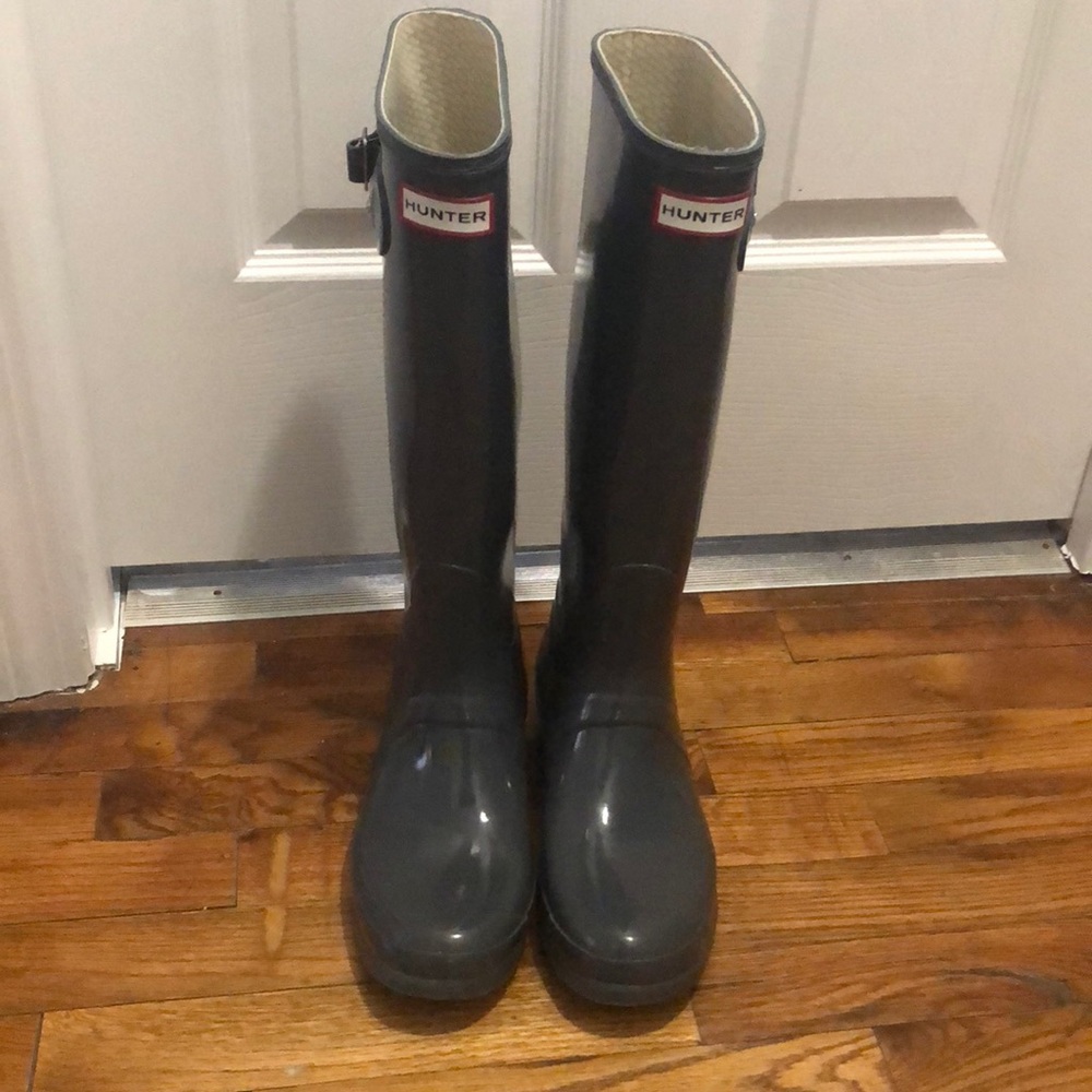 Tall gray Hunter boots